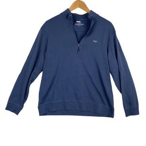 Vineyard Vines Dark Blue Saltwater 1/4 Zip Pullover-Large